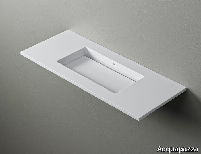 ROUNDED60 SLIDE - Rectangular Corian® washbasin with integrated countertop _ Acquapazza