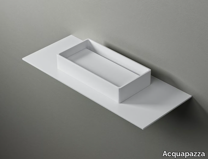 ROUNDED60 SLIDE - Countertop rectangular Corian® washbasin _ Acquapazza