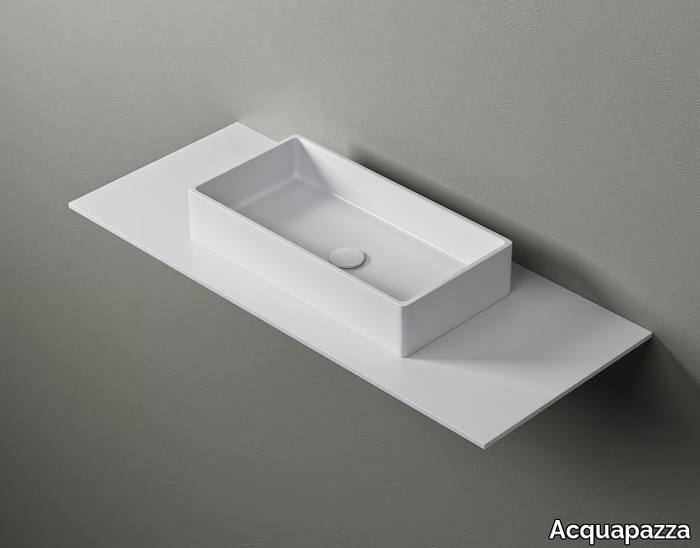 ROUNDED60 - Rectangular countertop Corian® washbasin _ Acquapazza