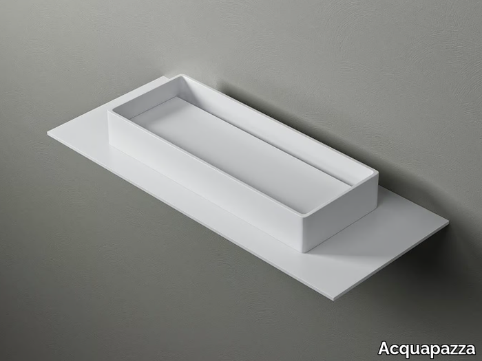 ROUNDED80 SLIDE - Rectangular countertop Corian® washbasin _ Acquapazza