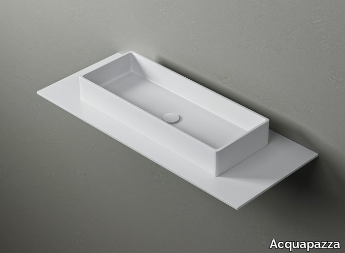 ROUNDED80 - Countertop rectangular Corian® washbasin _ Acquapazza