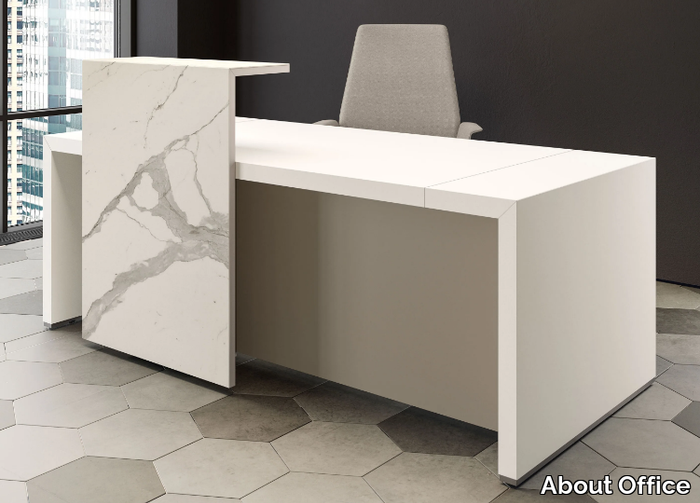 UNIVERSE - Wooden reception desk with Laminam® shelf _ About Office