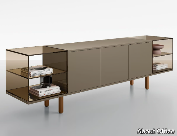 HORIZON - Wood and glass sideboard with doors _ About Office