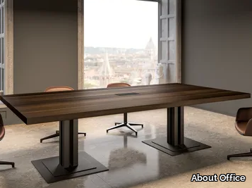 MAGNUM - Rectangular wooden meeting table with metal base _ About Office