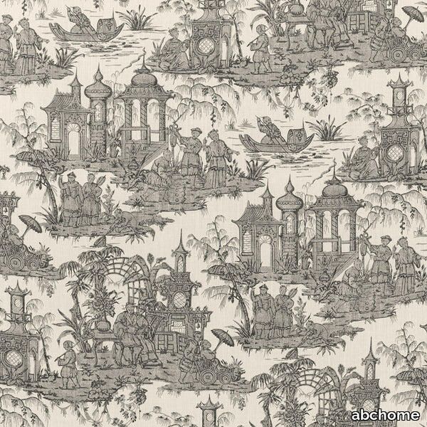 Coal Scenic Printed Fabric