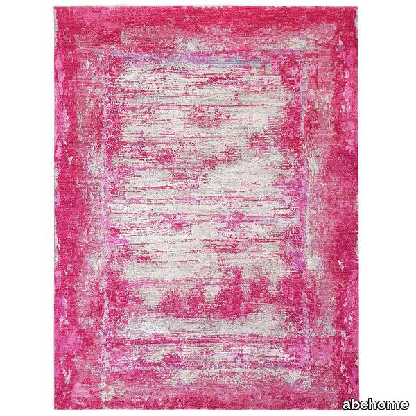 Pink Modern Wool Silk Blend Rug