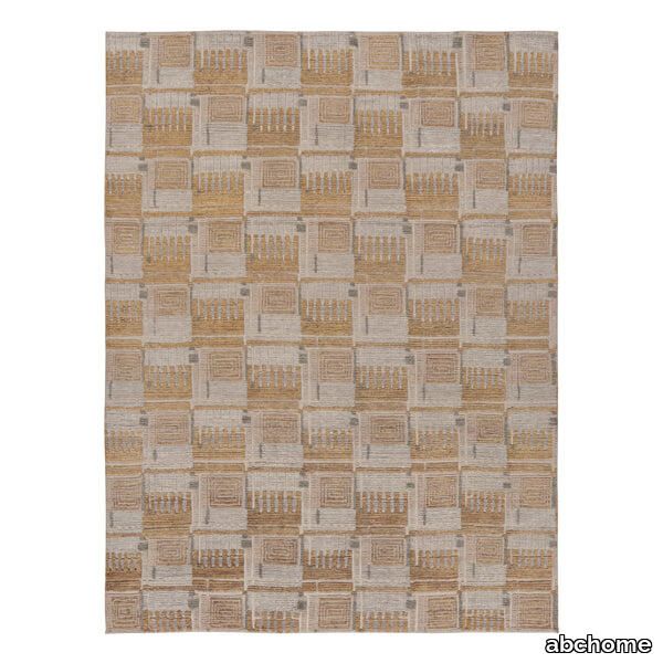 Brown Contemporary Sc&inavian Wool Silk Jute Blend Rug