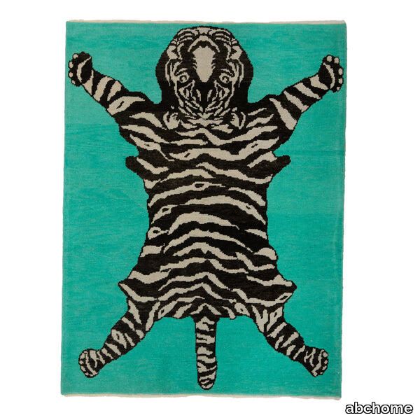 Teal Tiger Modern Turkish Wool Rug