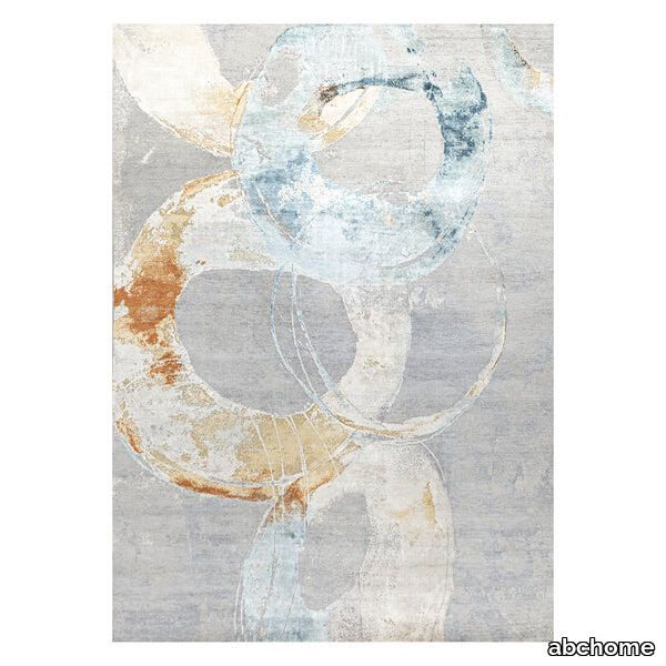 Multicolored Contemporary Wool Silk Blend Rug