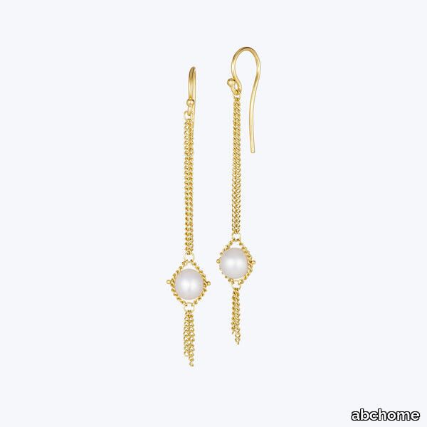 Akoya Pearl 18k Textile Drop Earrings