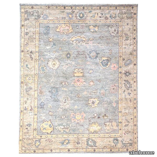 Blue Traditional Oushak Silk Rug