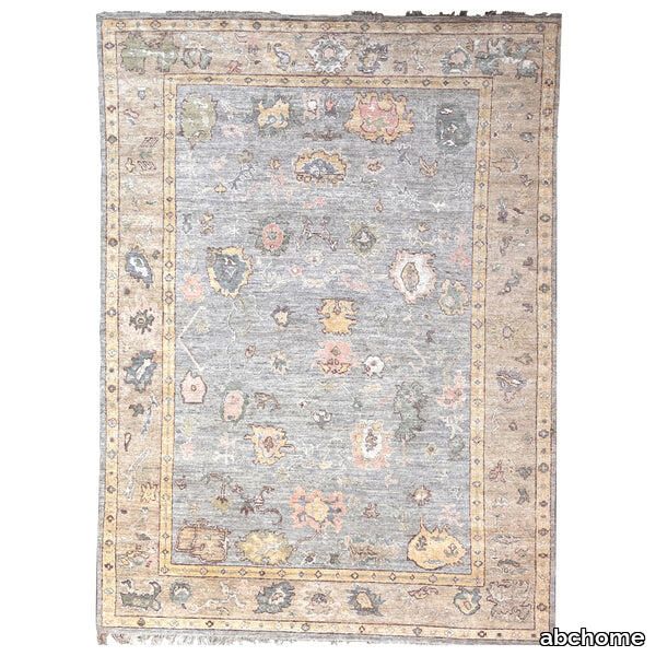 Blue Traditional Oushak Silk Rug