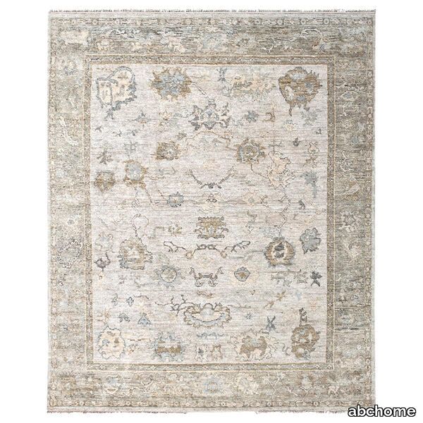 Grey Traditional Oushak Silk Rug