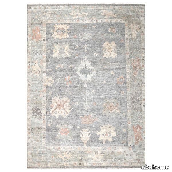 Light Grey Traditional Oushak Silk Rug