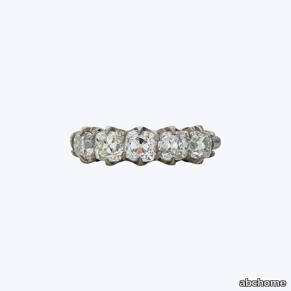 Contemporary Platinum Old Mine Cut Diamond Band