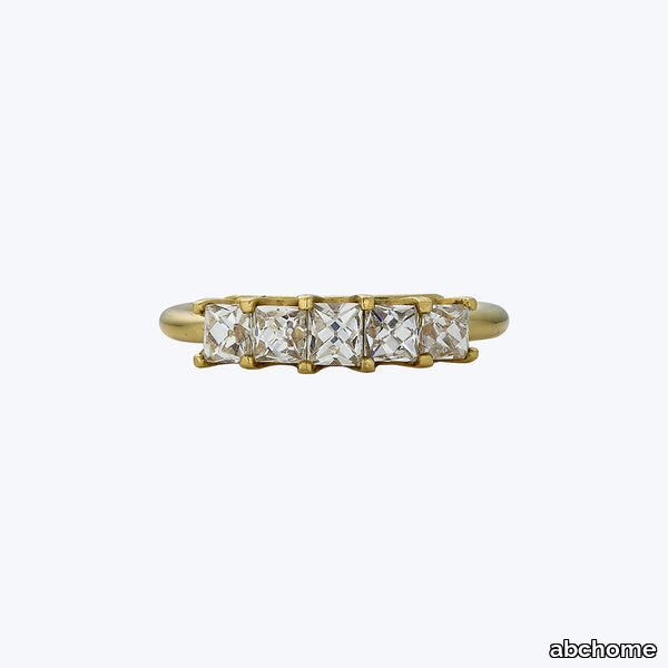 Contemporary Platinum and 18K Yellow Gold French Cut Diamond Band