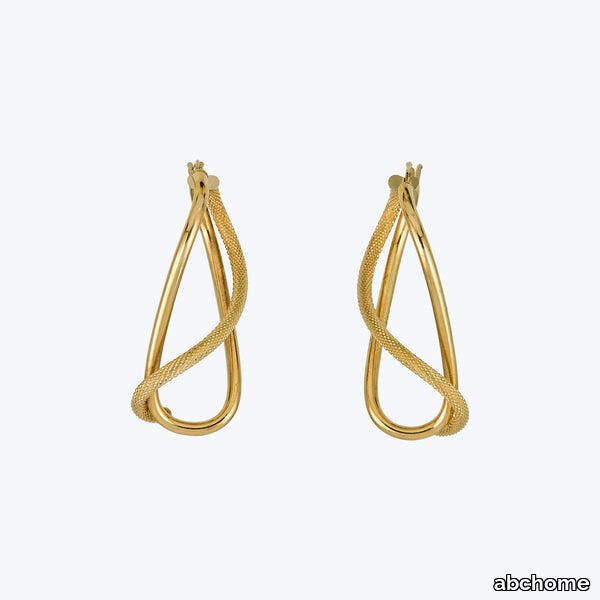 Italian Vintage 14K Yellow Gold Freeform Drop Earrings