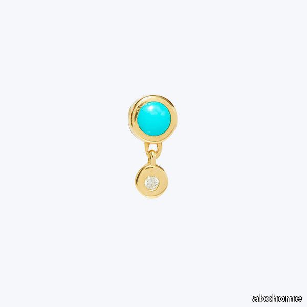 Tiny Bezel Stud with Turquoise