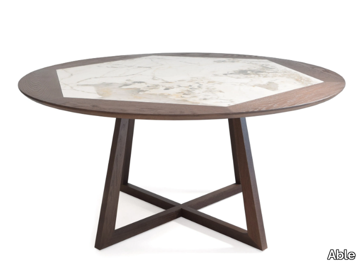 CHARISSA - Round wooden with marble tabletop dining table _ Able