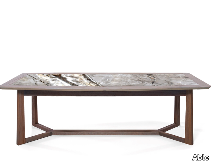 CHARISSA - Rectangular wooden with marble tabletop dining table _ Able