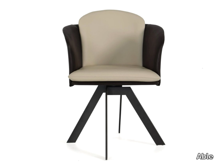 AMORINO - Trestle-based leather chair with armrests _ Able