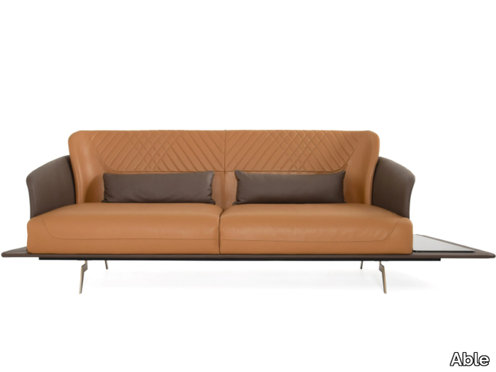 AMORINO - Leather sofa with integrated magazine rack _ Able