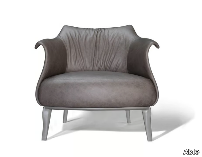 AMPHORA - Leather armchair with armrests _ Able