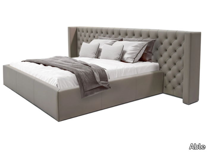 ASHER - Upholstered double bed with tufted headboard _ Able