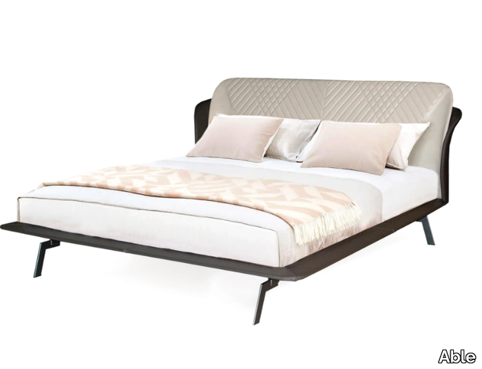 SORELLINA - Leather double bed with upholstered headboard _ Able