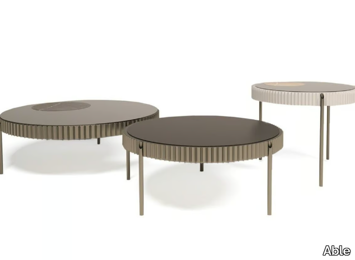 SPARKS - Round tempered glass coffee table _ Able