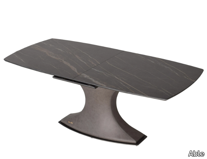 DONIQUE - Extending marble with leather upholstery base table _ Able