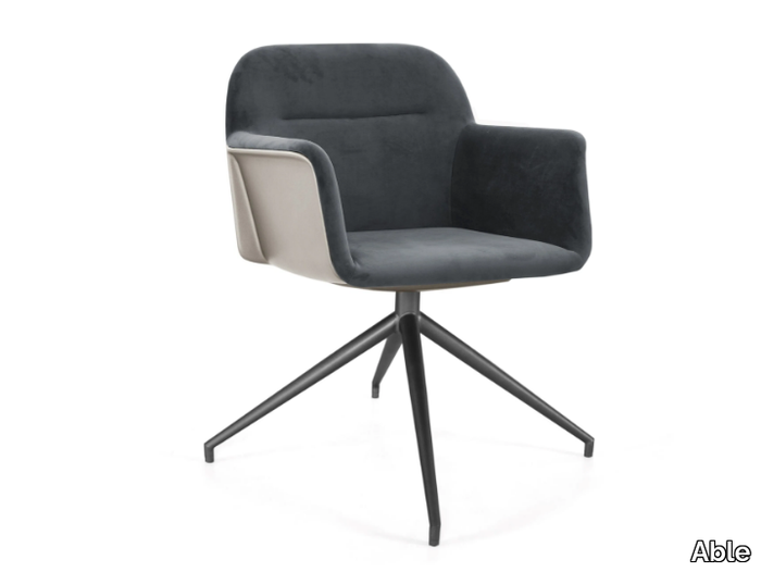 ORCA - Trestle-based leather chair with armrests _ Able