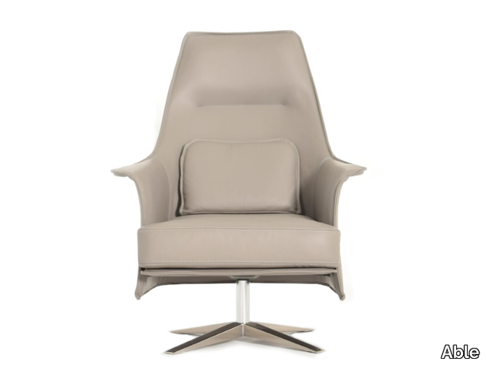 MONACO - Leather armchair with armrests with 4-spoke base _ Able