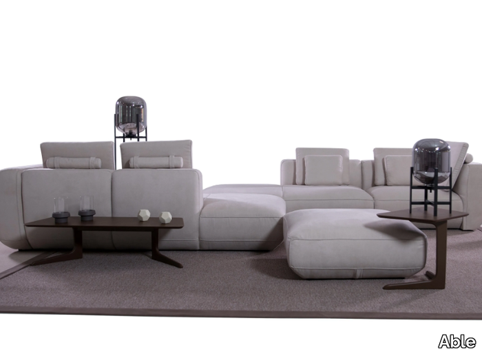 NATURA - Modular leather sofa with headrest _ Able