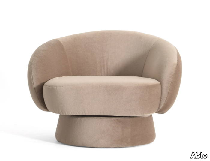 ALANA - Swivel fabric armchair with armrests _ Able