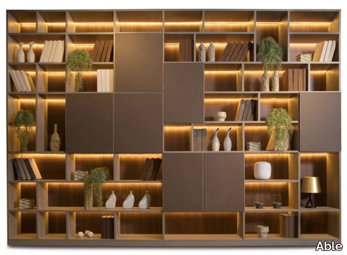 DAVID - Freestanding MDF bookcase with built-in lights _ Able