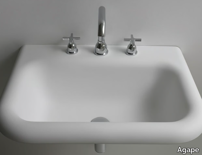 OTTOCENTO - Wall-mounted rectangular Cristalplant® washbasin _ Agape