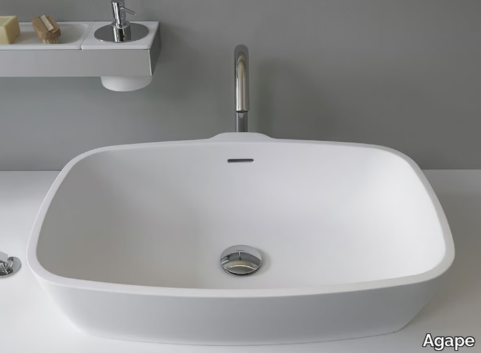 NORMAL - Countertop rectangular Cristalplant® washbasin _ Agape