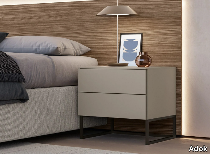 CODE - Rectangular melamine-faced chipboard bedside table _ Adok