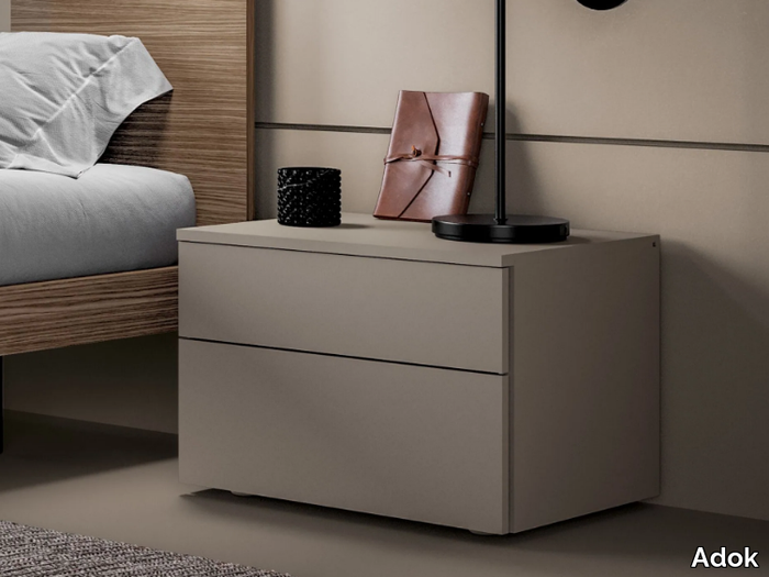 FLAT - Melamine-faced chipboard bedside table with drawers _ Adok