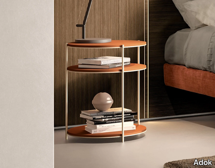 POLAR - Round melamine-faced chipboard bedside table _ Adok