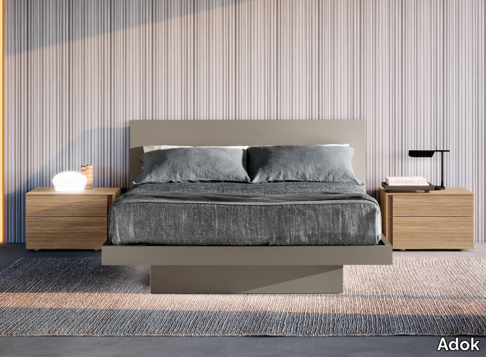 SIRIO - Wooden bed with integrated lighting _ Adok