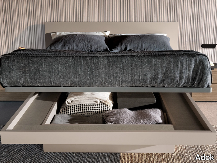 SIRIO - BEAUTY - Wooden storage bed with integrated lighting _ Adok