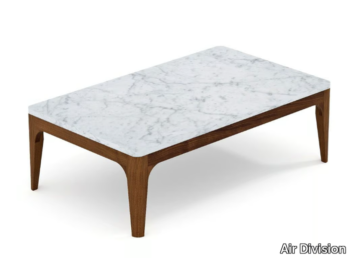 CURVE - Rectangular Carrara marble coffee table _ Air Division