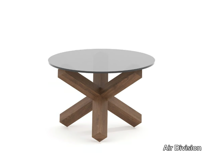 DUB - Round side table in solid wood and glass _ Air Division