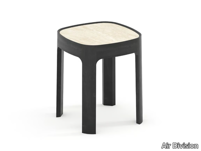 OASIS - Square wooden and natural stone high side table _ Air Division