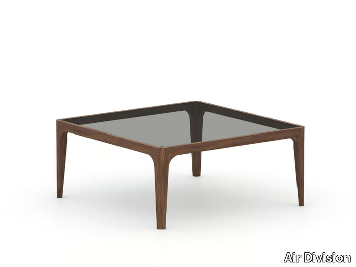 PERRY - Square wood and glass coffee table _ Air Division