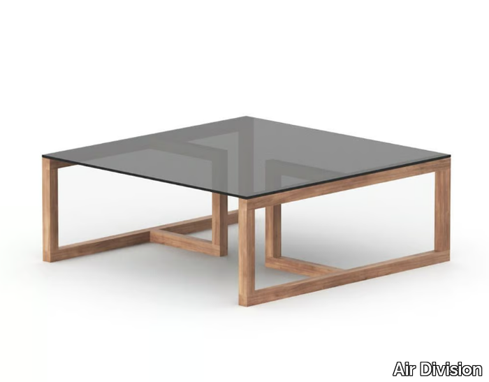 TATE - Square low wood and glass coffee table _ Air Division