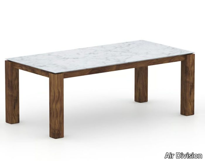 TIKK - Rectangular table in solid wood and Carrara marble top _ Air Division