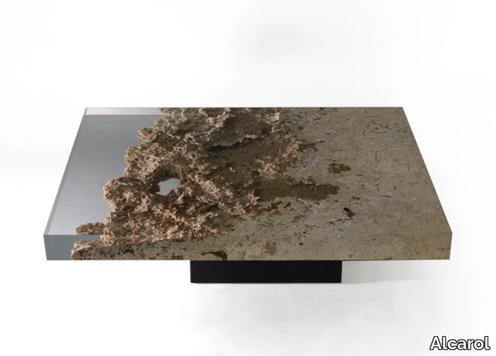 RAPOLANO - Rectangular rapolano travertine coffee table _ Alcarol